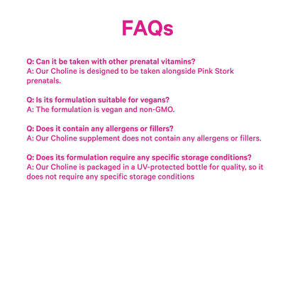 Pink Stork Choline - 550 mg Choline Bitartrate for Pregnancy & Postpartum | 30 Count