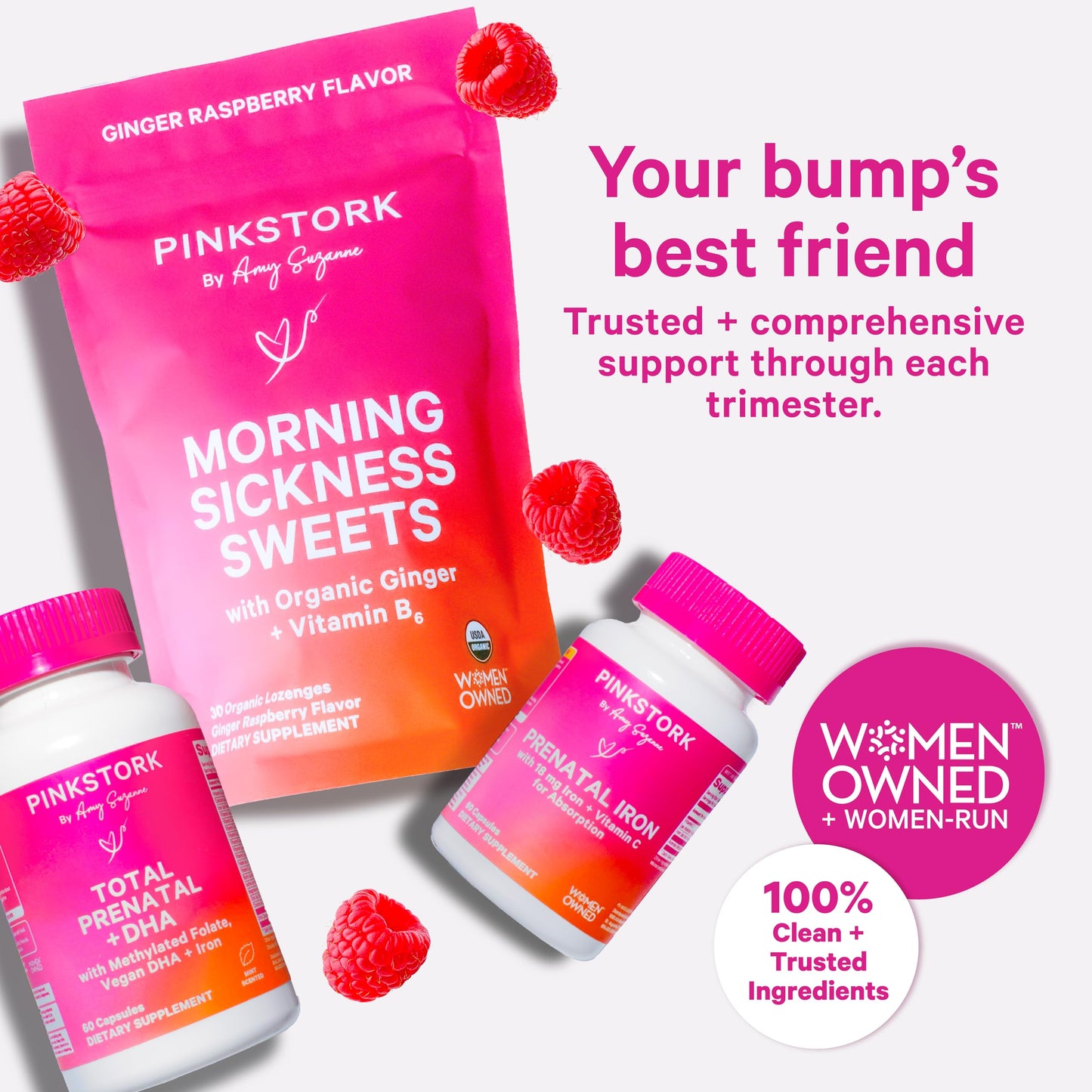 Pink Stork Choline - 550 mg Choline Bitartrate for Pregnancy & Postpartum | 30 Count