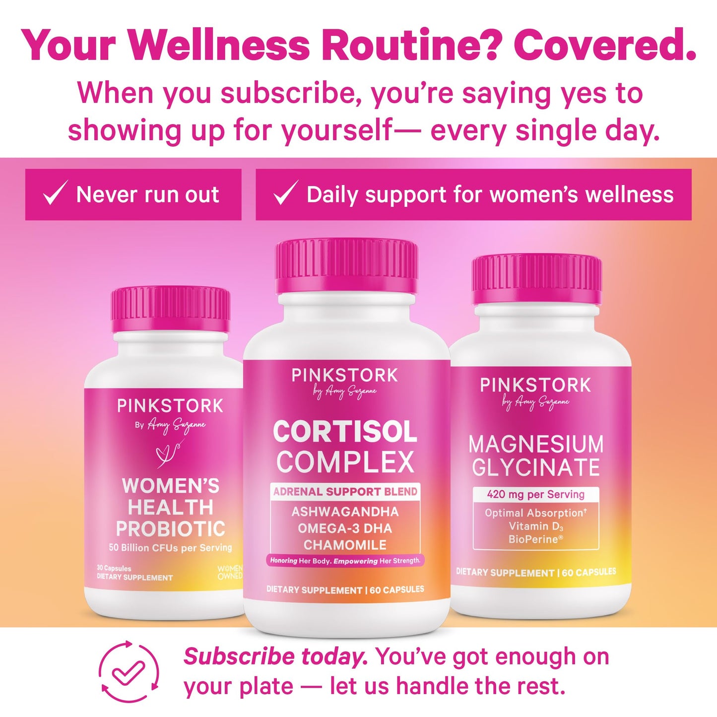 Pink Stork Cortisol Complex for Women – Adaptogenic Adrenal Support, 60 Count