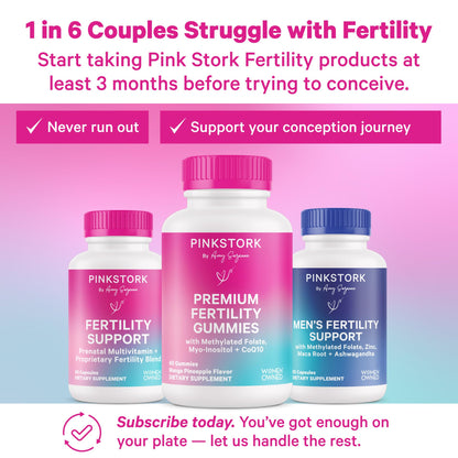 Pink Stork Fertility Supplements for Women | 2-in-1 Conception Support with Inositol, Vitex & Vitamins | Cycle Regularity, Hormone Balance & Reproductive Wellness | 60 Capsules
