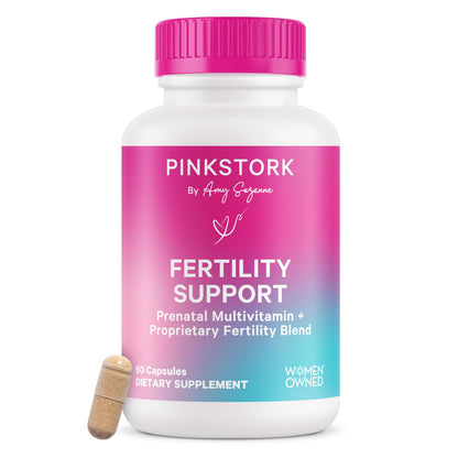Pink Stork Fertility Supplements for Women | 2-in-1 Conception Support with Inositol, Vitex & Vitamins | Cycle Regularity, Hormone Balance & Reproductive Wellness | 60 Capsules