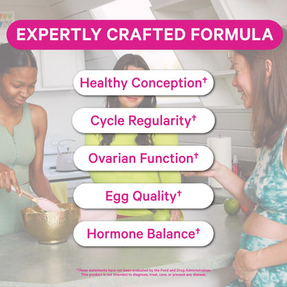 Pink Stork Fertility Supplements for Women | 2-in-1 Conception Support with Inositol, Vitex & Vitamins | Cycle Regularity, Hormone Balance & Reproductive Wellness | 60 Capsules