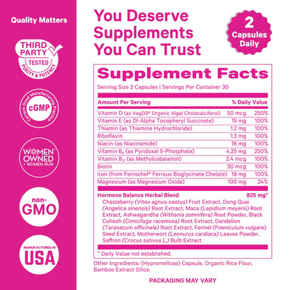 Pink Stork Hormone Balance Supplement for Women | 18-in-1 Multivitamin with Vitex, Saffron, Ashwagandha, Magnesium | Mood, Energy, Cortisol, Adrenal Support | PMS, Perimenopause Support | 60 Capsules