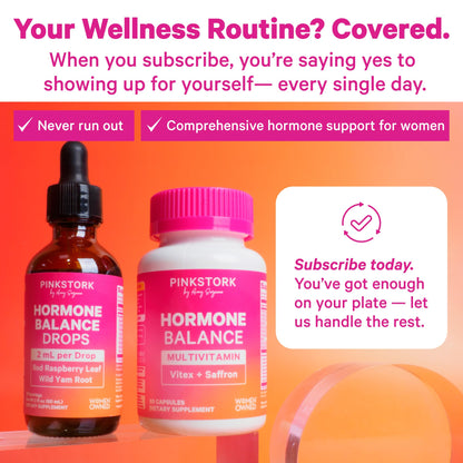 Pink Stork Hormone Balance Supplement for Women | 18-in-1 Multivitamin with Vitex, Saffron, Ashwagandha, Magnesium | Mood, Energy, Cortisol, Adrenal Support | PMS, Perimenopause Support | 60 Capsules