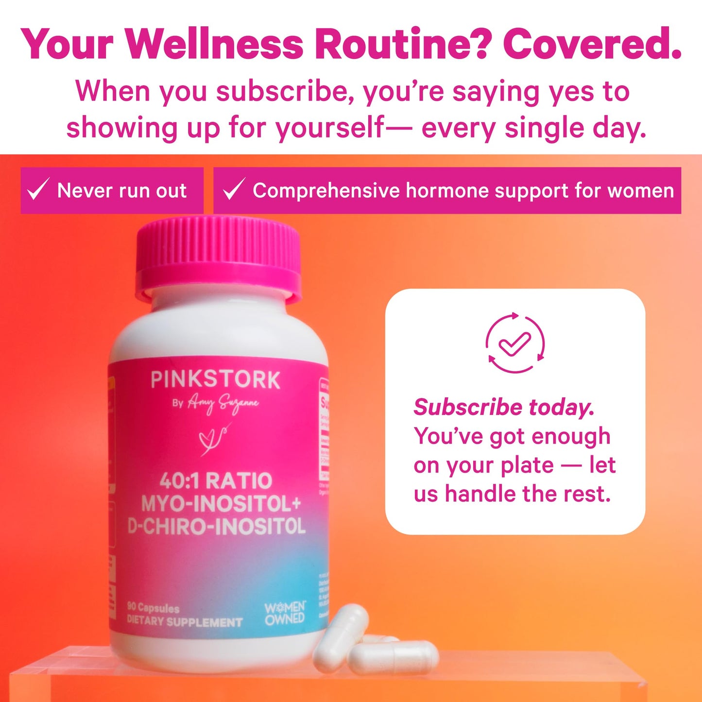 Pink Stork Inositol for Women – 40:1 Myo-Inositol & D-Chiro, 30 Servings