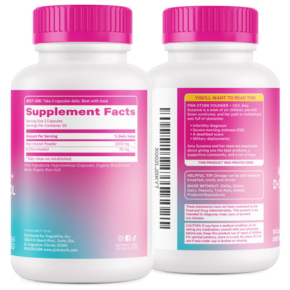 Pink Stork Inositol for Women – 40:1 Myo-Inositol & D-Chiro, 30 Servings