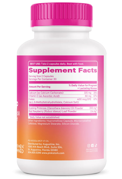 Pink Stork Labor Prep: Evening Primrose + Raspberry Leaf, Veg Capsules