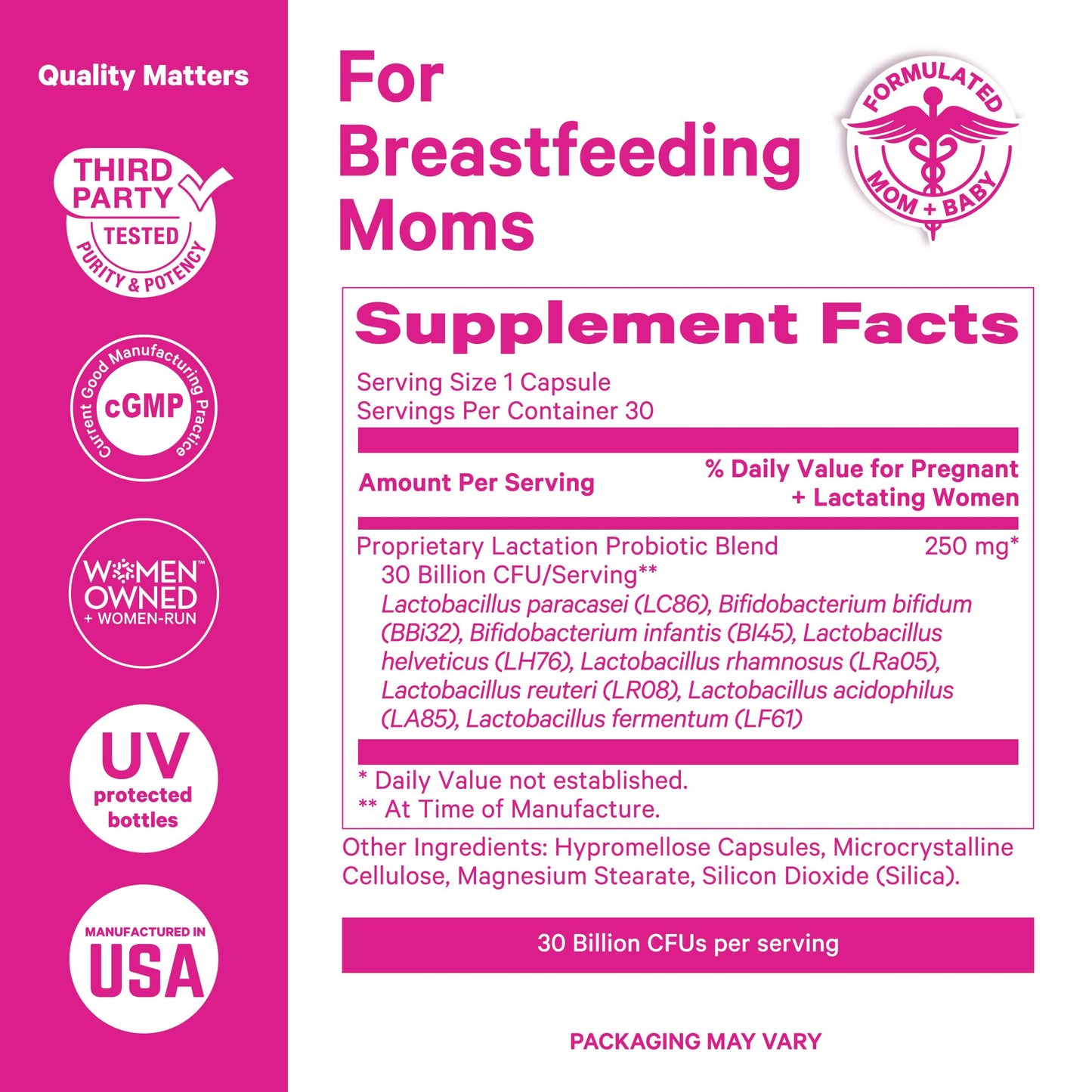 Pink Stork Lactation Probiotic – 30B CFU Multi-Strain for Breastfeeding Women