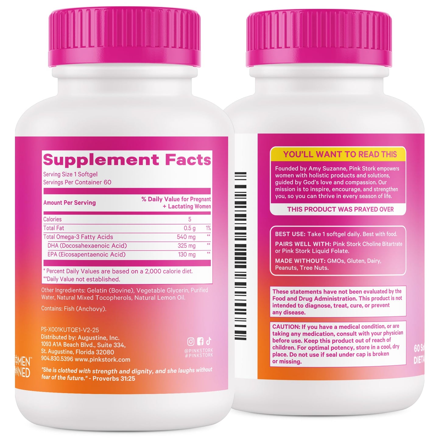 Pink Stork Omega-3 DHA 540 mg - Prenatal & Postpartum DHA/EPA (60 Softgels)