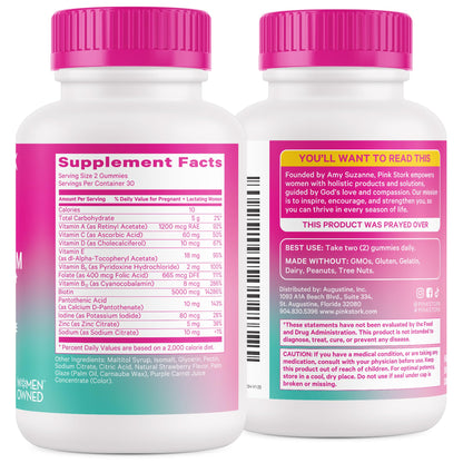 Pink Stork Postpartum Hair Loss Gummies – Biotin, Pantothenic Acid, Vitamin E
