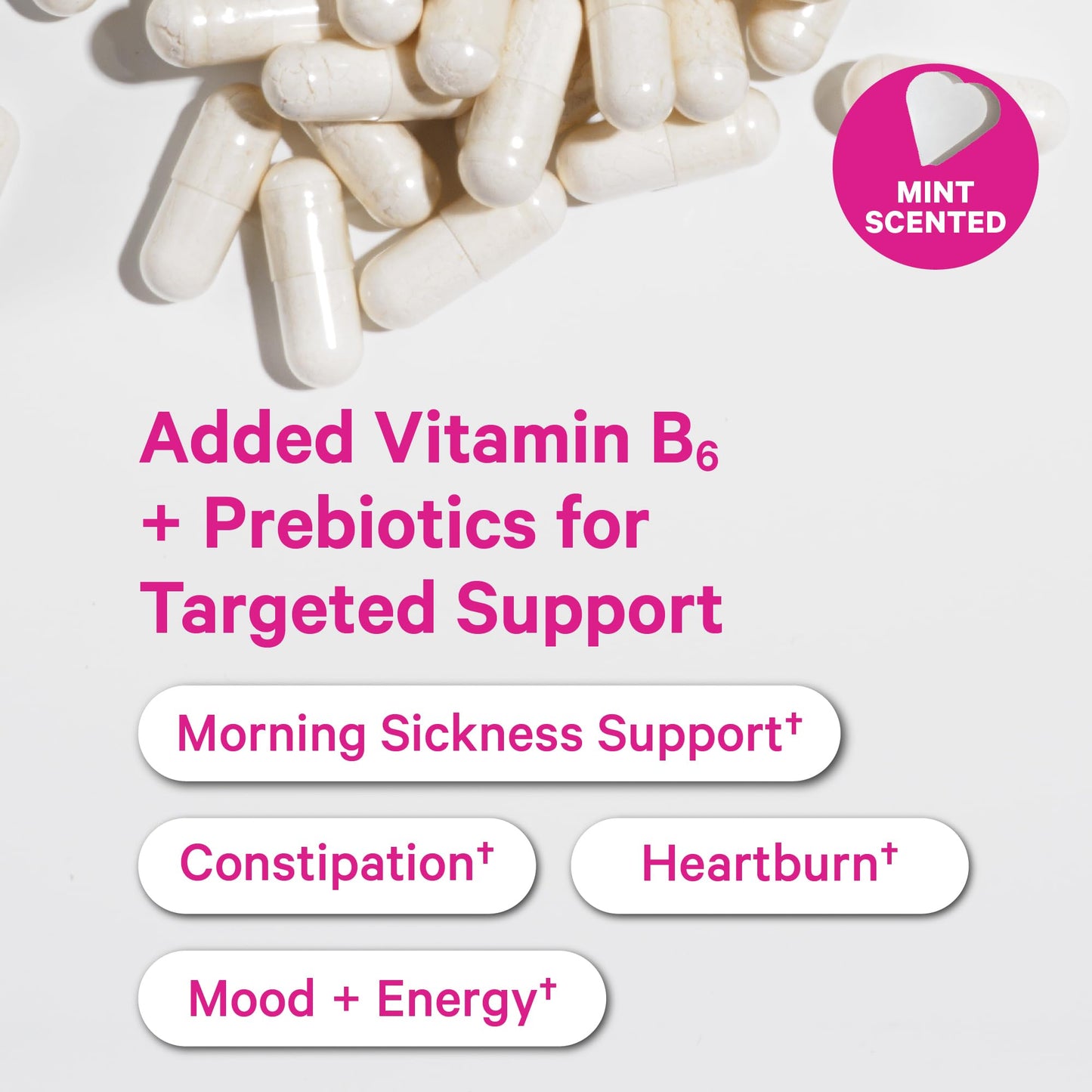 Pink Stork Prenatal Probiotic for Women - 50B CFUs, B6, Mint - 30 Caps