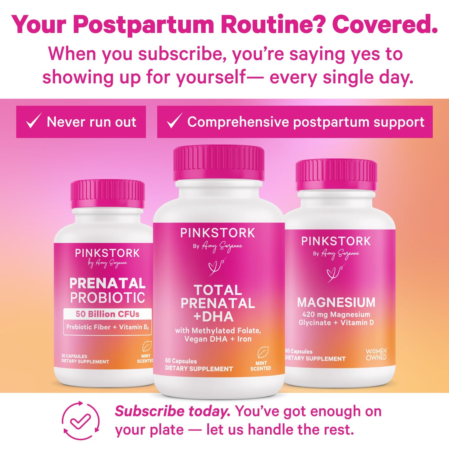 Pink Stork Prenatal Probiotic for Women - 50B CFUs, B6, Mint - 30 Caps