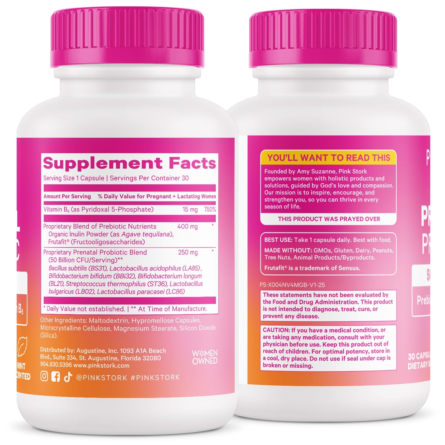 Pink Stork Prenatal Probiotic for Women - 50B CFUs, B6, Mint - 30 Caps