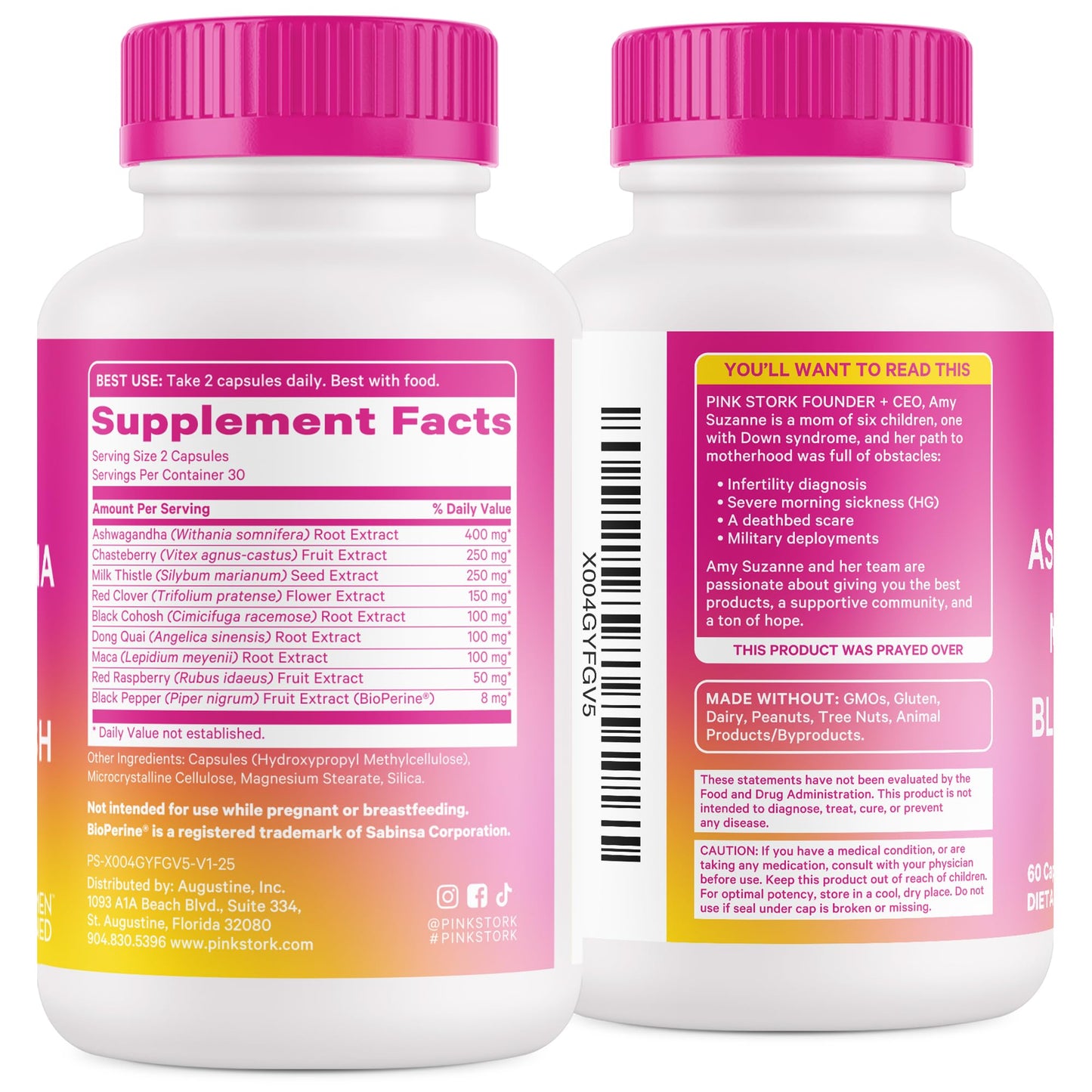Pink Stork Ashwagandha, Maca Root & Black Cohosh — Perimenopause Hormone Balance Supplement for Women | 60 Capsules