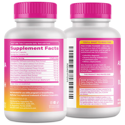 Pink Stork Ashwagandha, Maca Root & Black Cohosh — Perimenopause Hormone Balance Supplement for Women | 60 Capsules