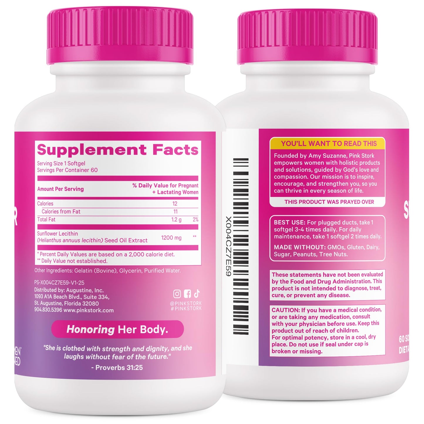 Pink Stork Sunflower Lecithin Supplement - 1200 mg for Clogged Milk Ducts - Breastfeeding Essentials for Postpartum Moms - Supports Breast Milk Flow - 60 Softgels