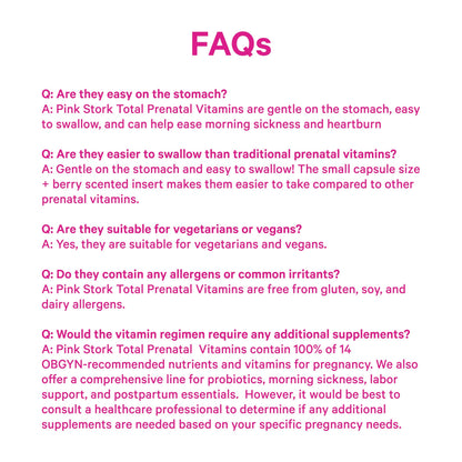 Pink Stork Total Prenatal Vitamins with DHA – Berry Essence, 60 Capsules