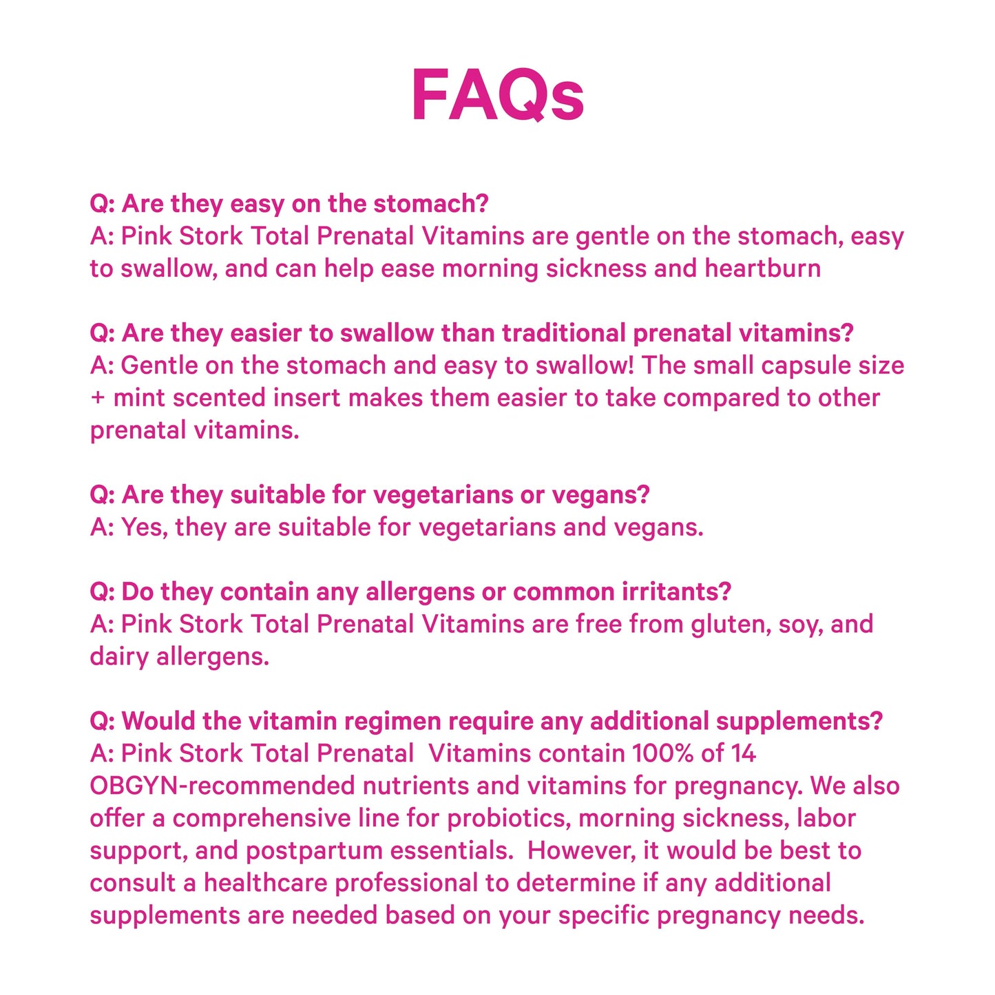 Pink Stork Total Prenatal Vitamins for Women – DHA, Folate & Iron (60 Count) | Doctor-Formulated