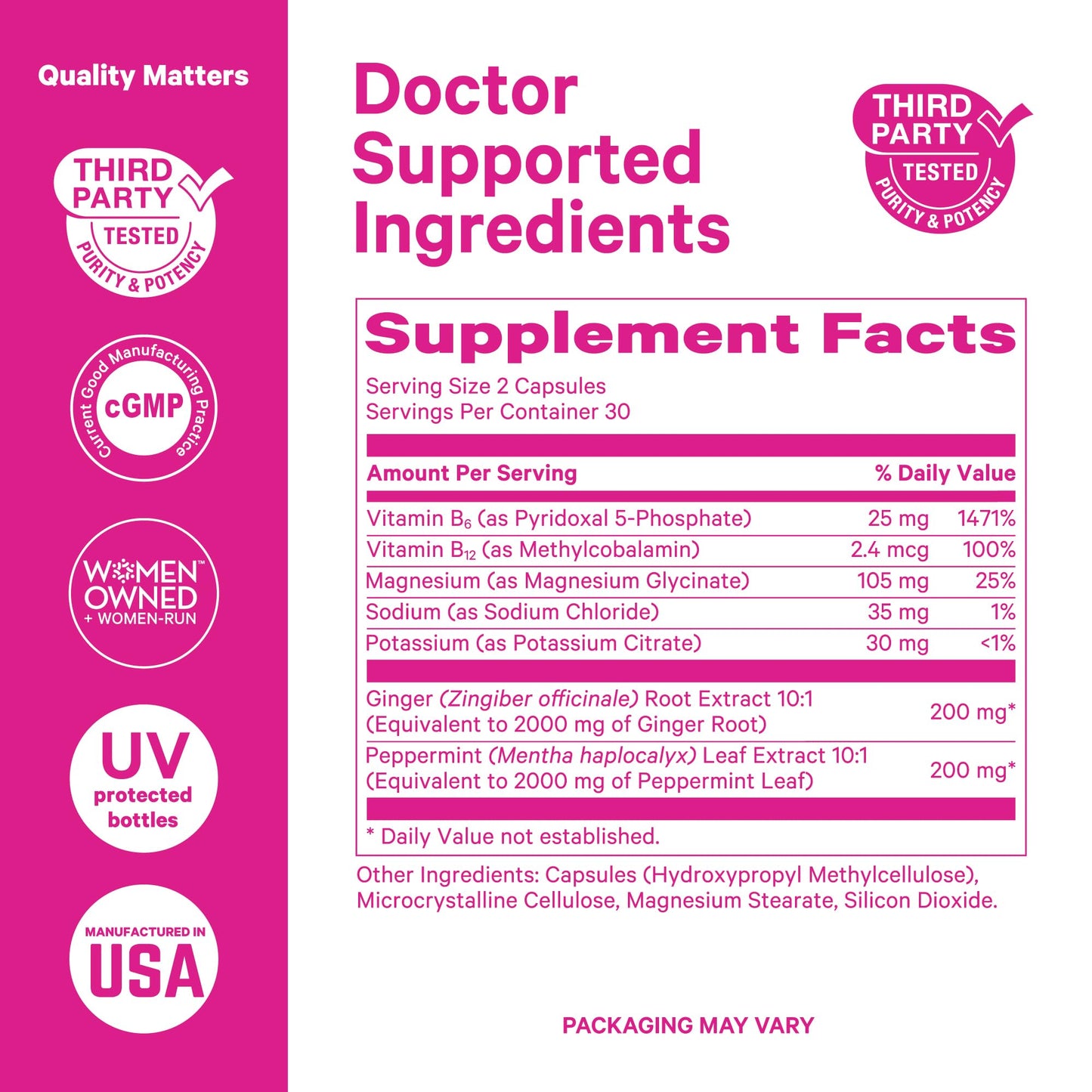 Pink Stork Vitamin B6, Ginger & Electrolyte Capsule – GLP1 Support & Gentle Digestive Balance