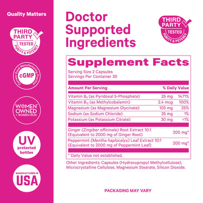 Pink Stork Vitamin B6, Ginger & Electrolyte Capsule – GLP1 Support & Gentle Digestive Balance