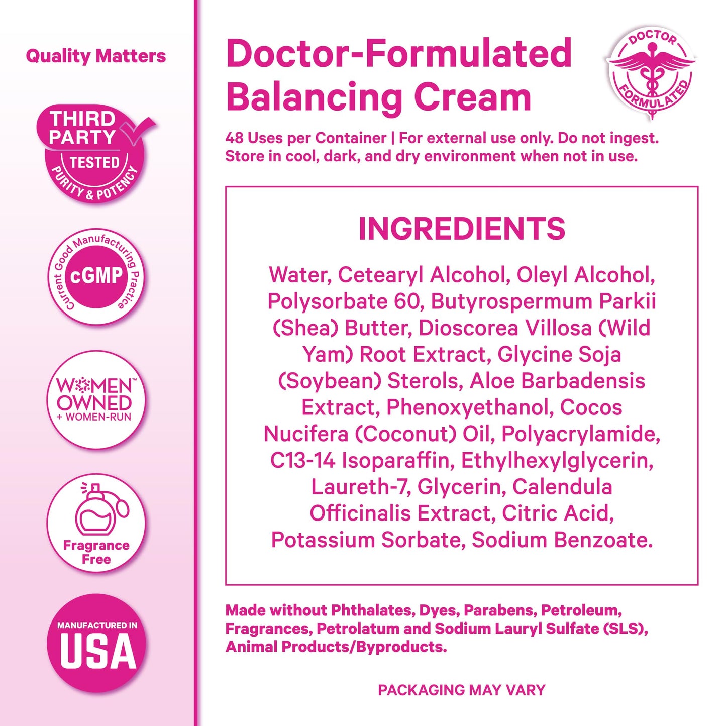 Pink Stork Wild Yam Cream for Hormone Balance | Doctor-Formulated, Unscented 4 oz