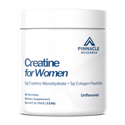 Pinnacle Research Creatine for Women – 5g Creatine Monohydrate + 5g Collagen (Unflavored)