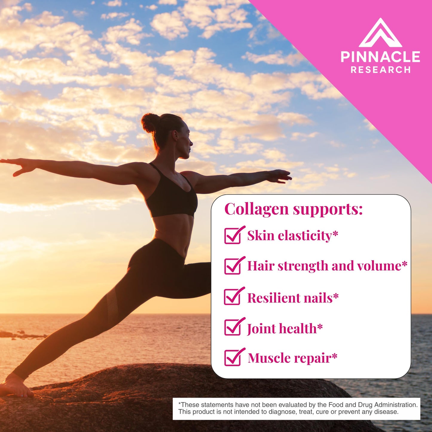 Pinnacle Research Creatine for Women – 5g Creatine Monohydrate + 5g Collagen (Unflavored)