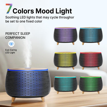 PinPure 400ml Essential Oil Diffuser – Ultrasonic, 2 Mist Modes, Auto-Off, 7 LED Lights