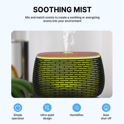 PinPure 400ml Essential Oil Diffuser – Ultrasonic, 2 Mist Modes, Auto-Off, 7 LED Lights