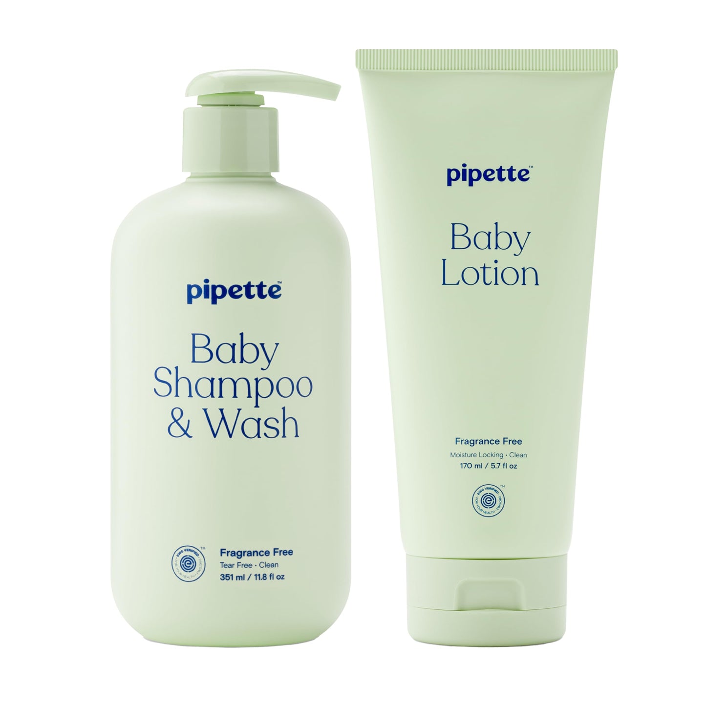 Pipette Fragrance Free Baby Wash & Lotion Duo – 2-Pack, Tear-Free & Hypoallergenic