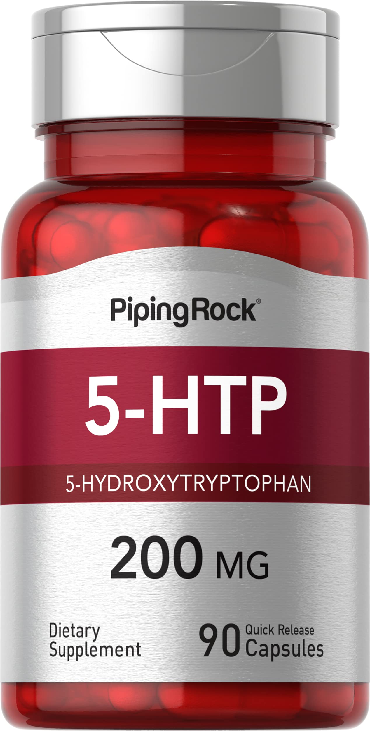 Piping Rock 5-HTP Supplement | 200mg | 90 Capsules | 5-Hydroxytryptophan | Griffonia Simplicifolia Extract | Non-GMO, Gluten Free