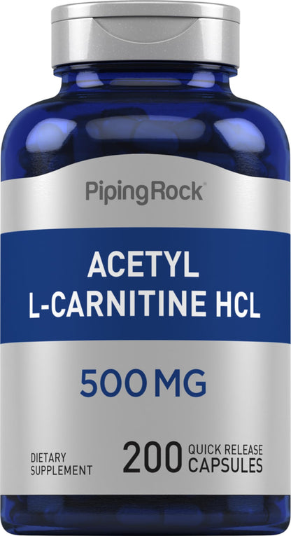 Piping Rock Acetyl L-Carnitine HCL 500 mg – 200 Capsules | Non-GMO & Gluten Free