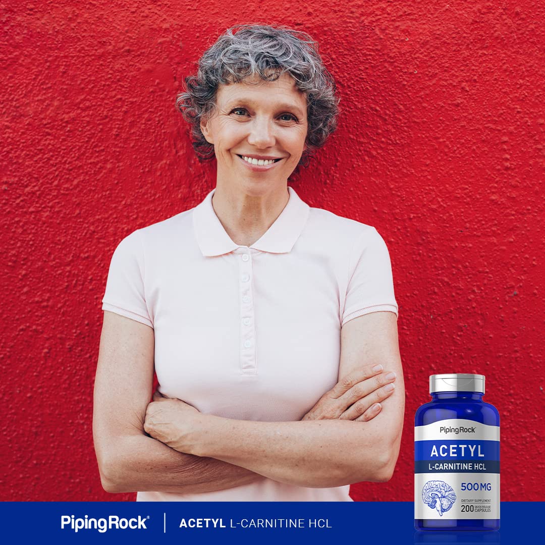 Piping Rock Acetyl L-Carnitine HCL 500 mg – 200 Capsules | Non-GMO & Gluten Free
