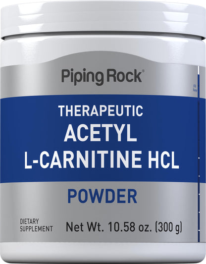 Piping Rock Acetyl L-Carnitine Powder 300g - ALCAR HCl, Non-GMO, Gluten Free