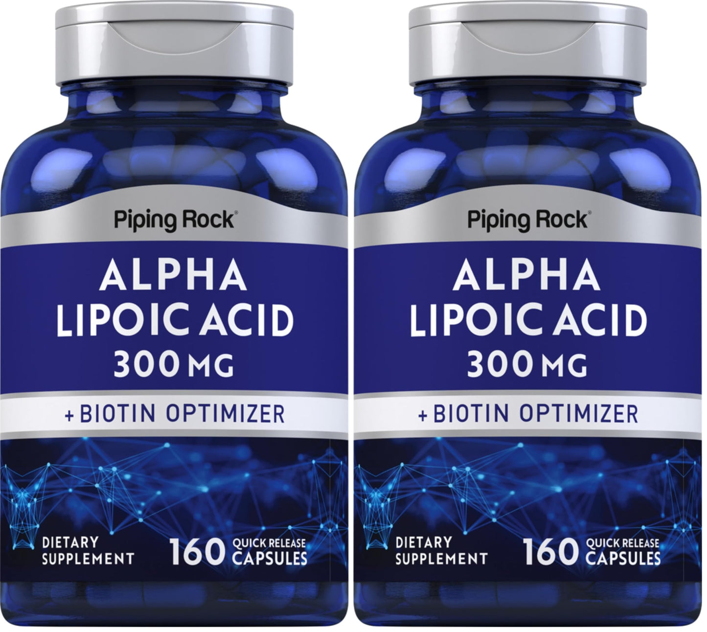 Piping Rock Alpha Lipoic Acid 300mg | 160 Caps | Pack of 2 | Non-GMO
