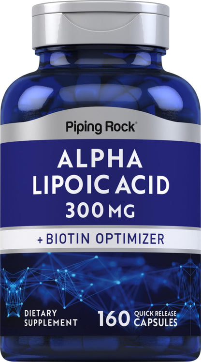 Piping Rock Alpha Lipoic Acid 300mg + Biotin Optimizer – 160 Capsules (Non-GMO, Gluten Free)