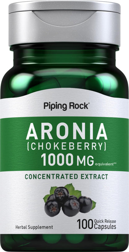 Piping Rock Aronia Berry Capsules 1000mg – 100 Pills | Non-GMO, Gluten Free