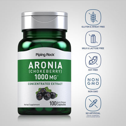 Piping Rock Aronia Berry Capsules 1000mg – 100 Pills | Non-GMO, Gluten Free
