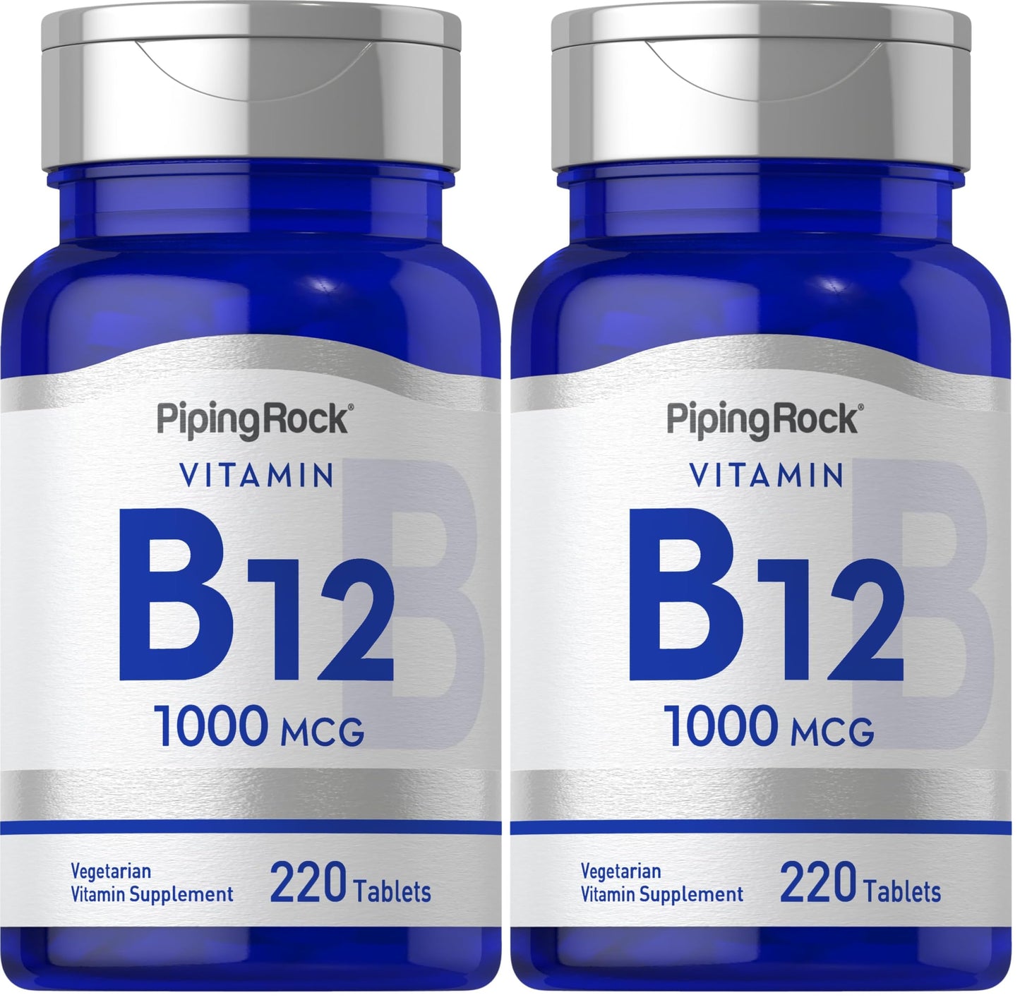 Piping Rock Vitamin B12 1000 mcg – 220 Tablets | Cyanocobalamin | Vegetarian, Non-GMO, Gluten Free | Pack of 2