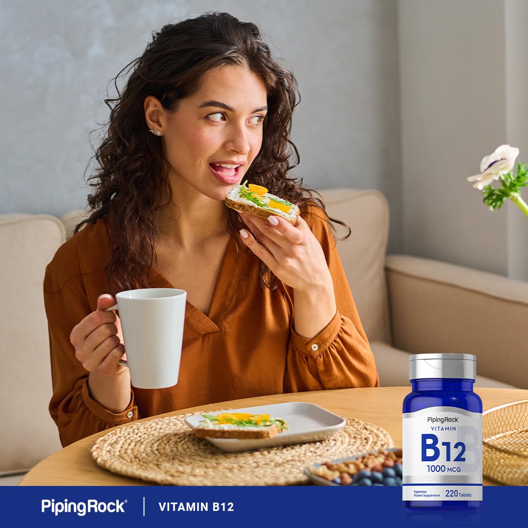 Piping Rock Vitamin B12 1000 mcg – 220 Tablets | Cyanocobalamin | Vegetarian, Non-GMO, Gluten Free | Pack of 2