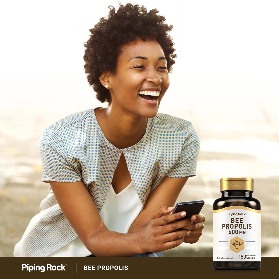 Piping Rock Bee Propolis Capsules | 600mg | 180 Pills | Extract Supplement | Non-GMO, Gluten Free