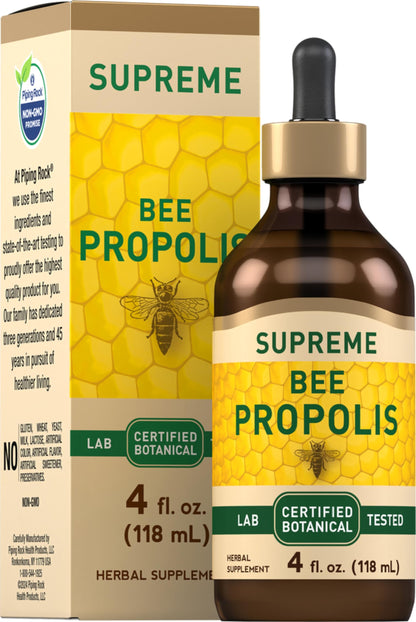 Piping Rock Bee Propolis Extract Tincture – 4 Fl Oz | Non-GMO, Gluten Free