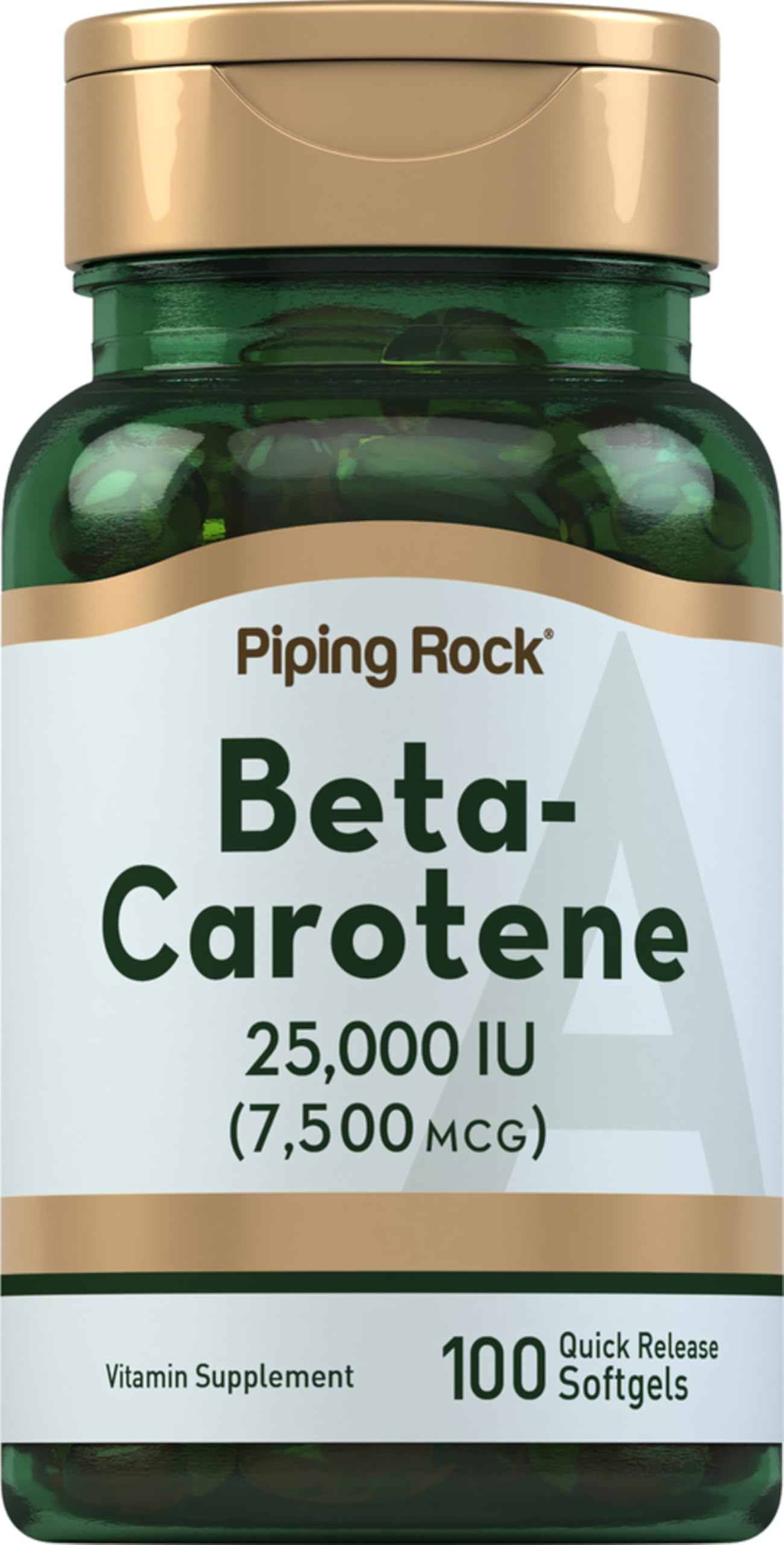 Piping Rock Beta Carotene 25,000 IU Softgels – 100 Count | Non-GMO, Gluten Free