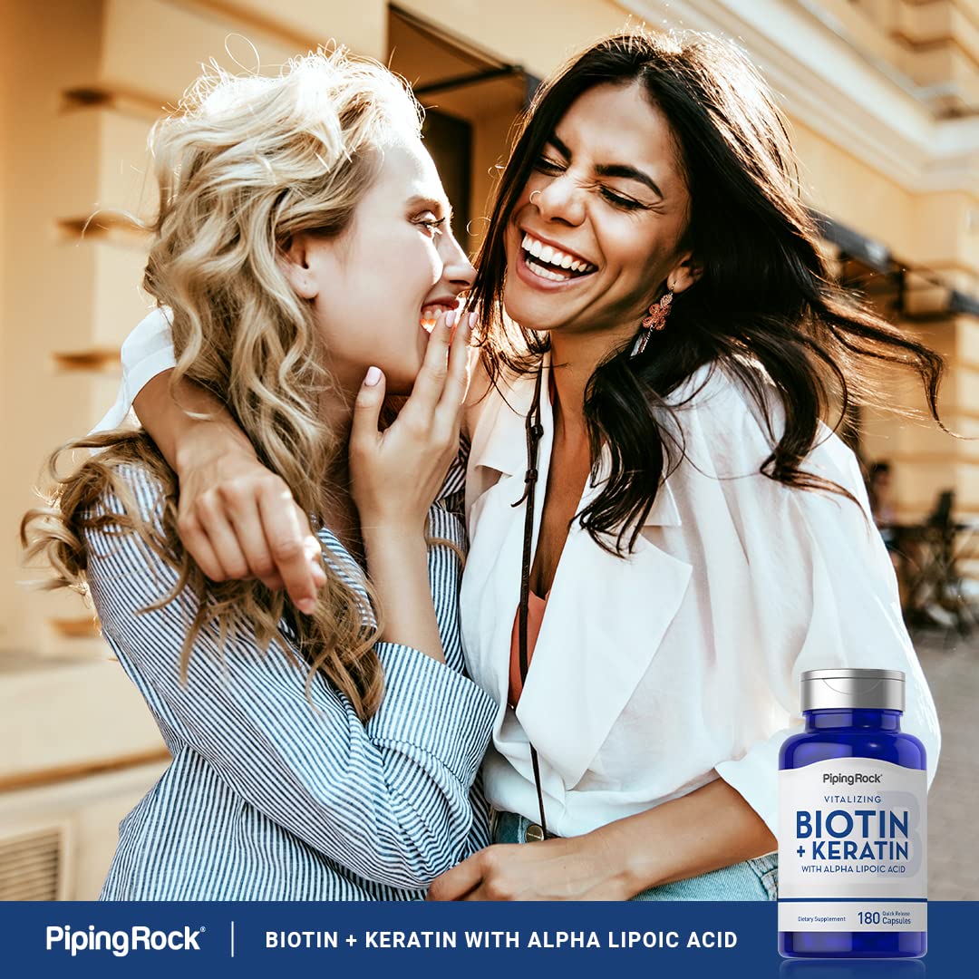 Piping Rock Biotin 5000mcg Supplement – 180 Capsules – Keratin & Alpha Lipoic Acid – Non-GMO, Gluten Free (Pack of 2)
