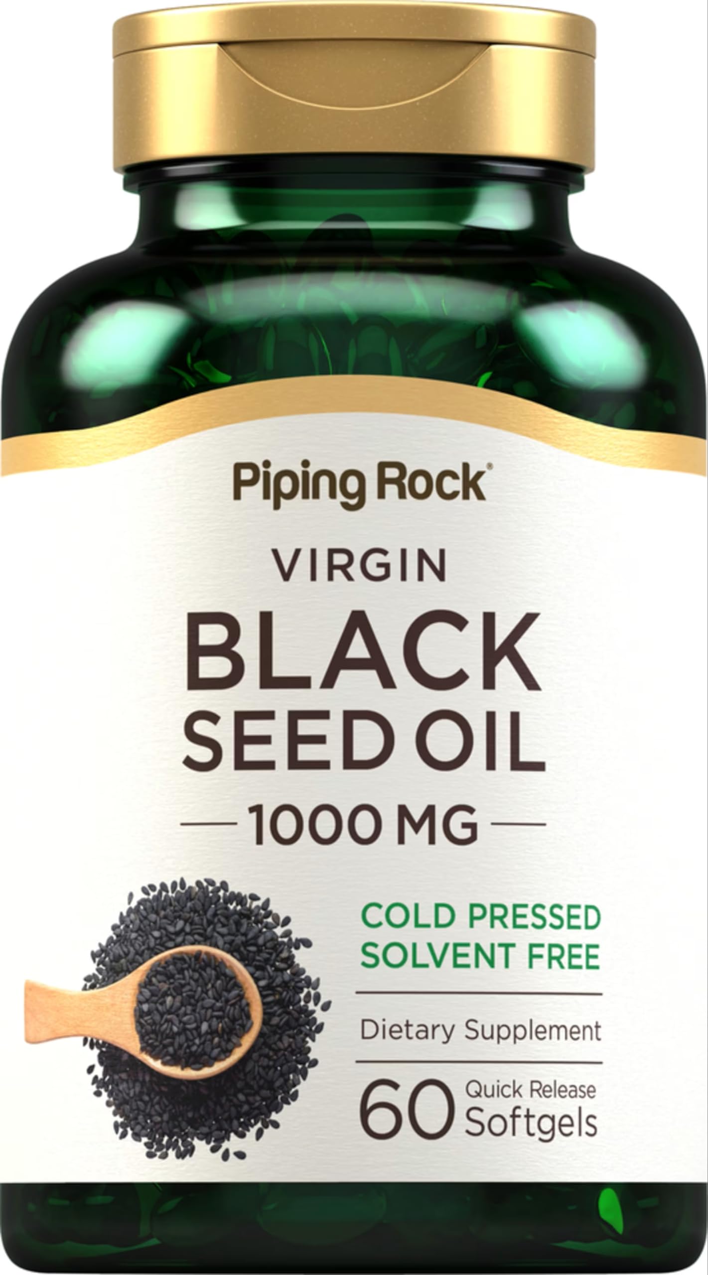 Piping Rock Black Seed Oil Softgel Capsules 1000mg | 60 Ct | Gluten Free & Non-GMO