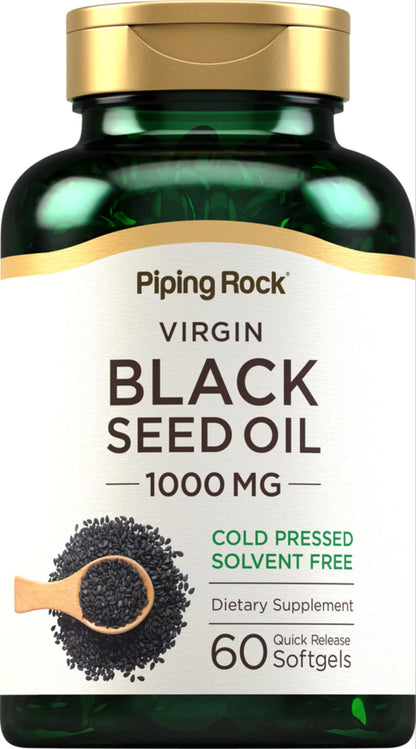 Piping Rock Black Seed Oil Softgel Capsules 1000mg | 60 Ct | Gluten Free & Non-GMO