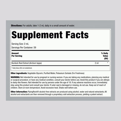Piping Rock Burdock Root Tincture Extract – 4 fl oz | Premium Herbal Drops | Non-GMO, Gluten Free