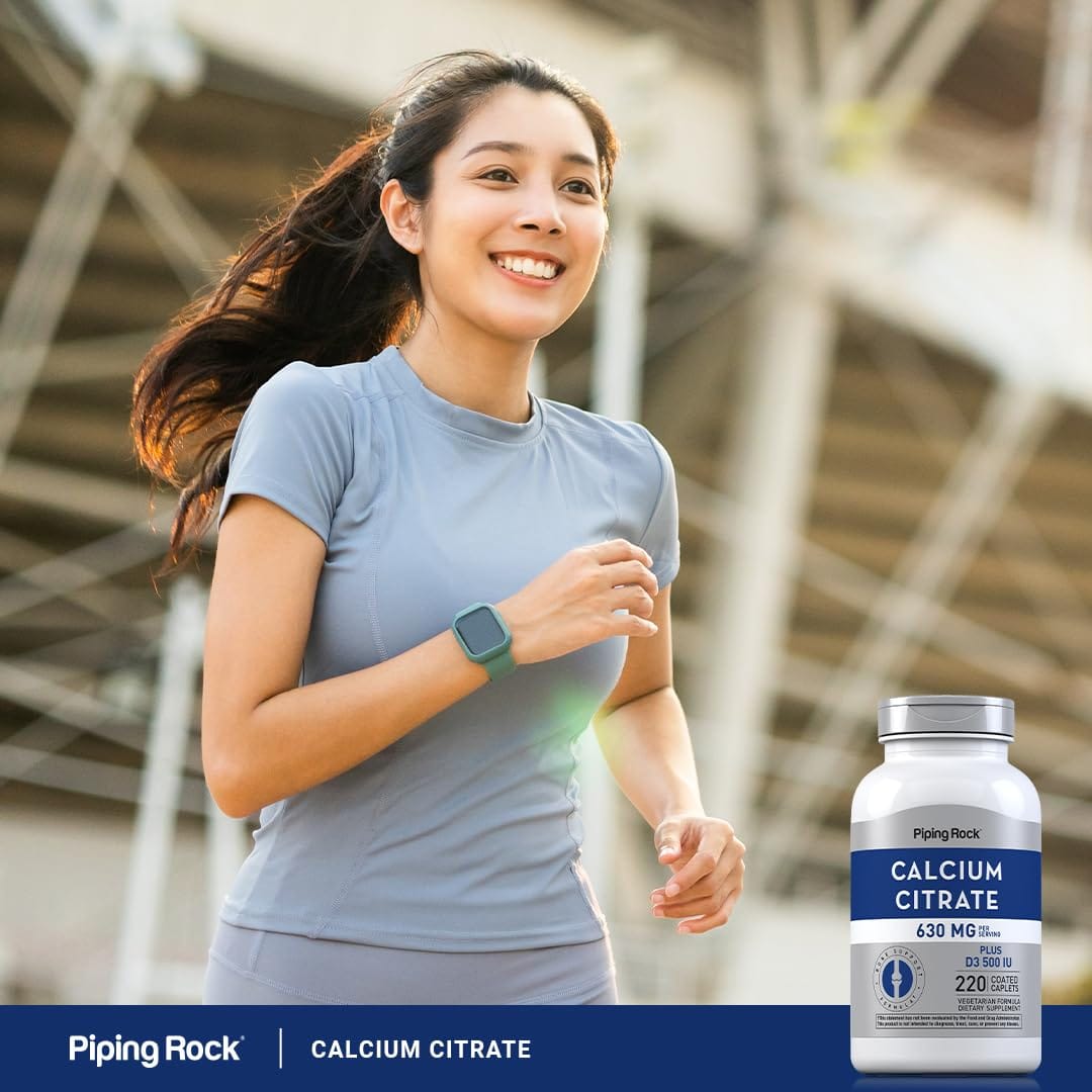 Piping Rock Calcium Citrate with Vitamin D3 - 630 mg, 220 Caplets (Pack of 2) | Vegetarian, Non-GMO, Gluten Free