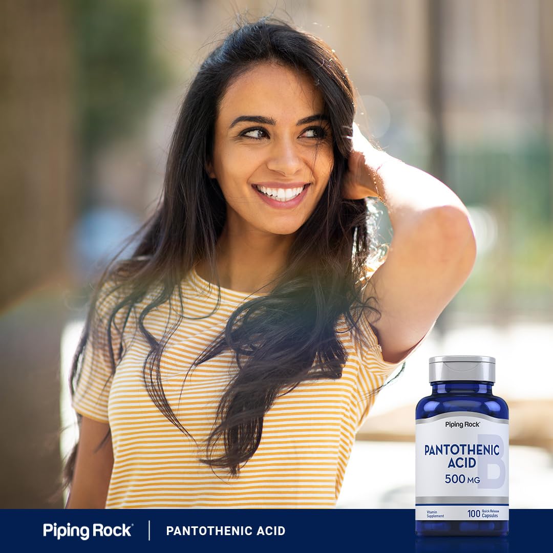 Piping Rock Pantothenic Acid 500mg – 100 Capsules | Calcium d-Pantothenate | Non-GMO, Gluten Free