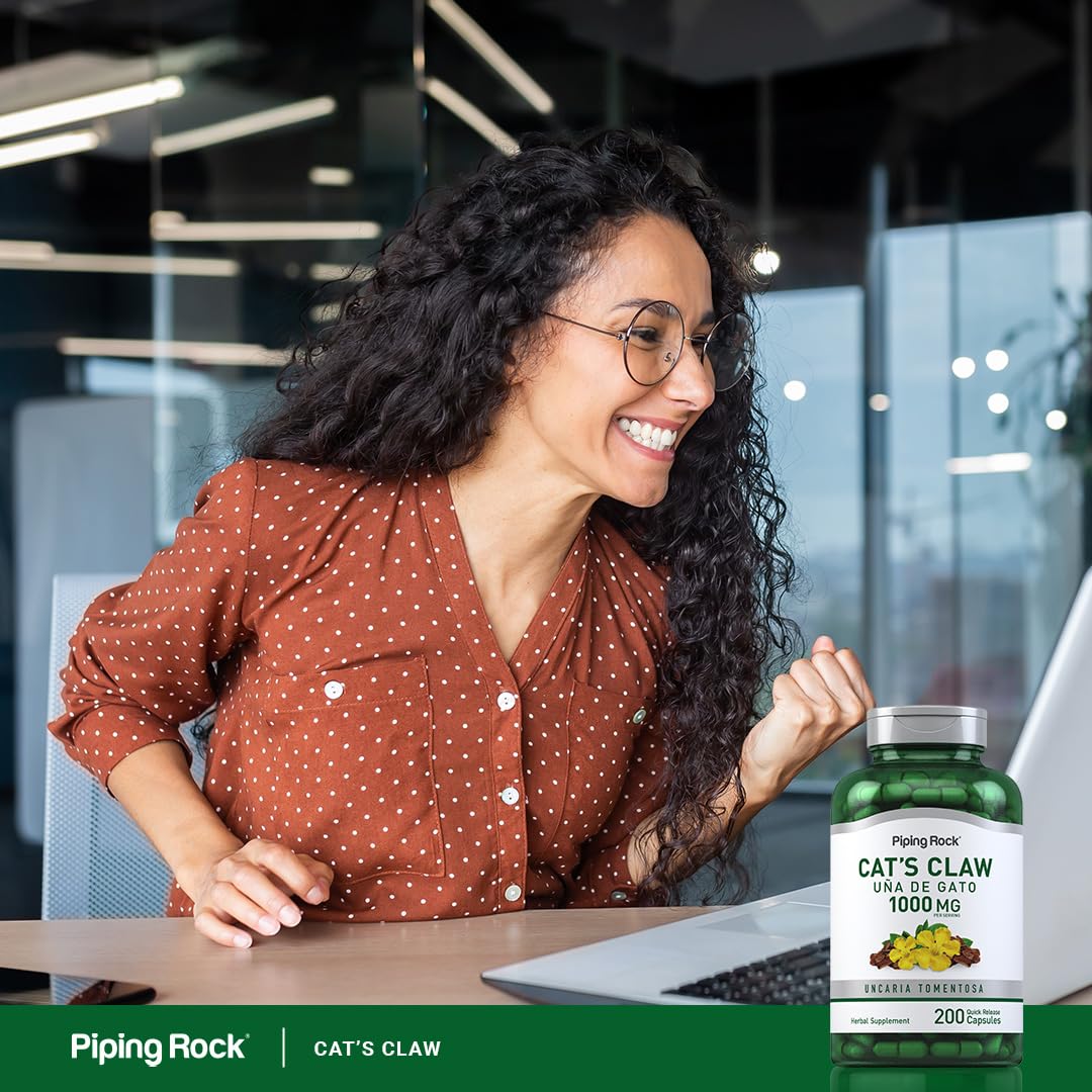 Piping Rock Cat's Claw Capsules 1000mg | 200 Count | UNA De Gato | Herbal Supplement | Non-GMO, Gluten Free